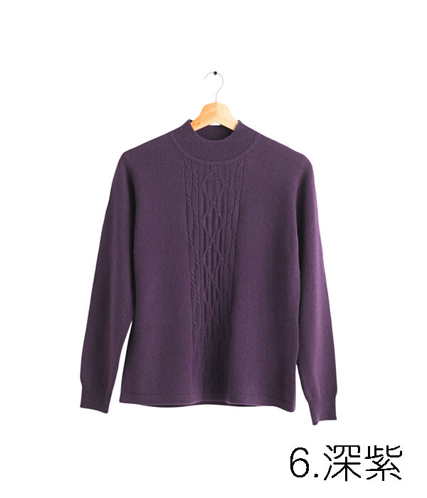 100%保暖喀什米爾高山羊絨毛衣的深紫色