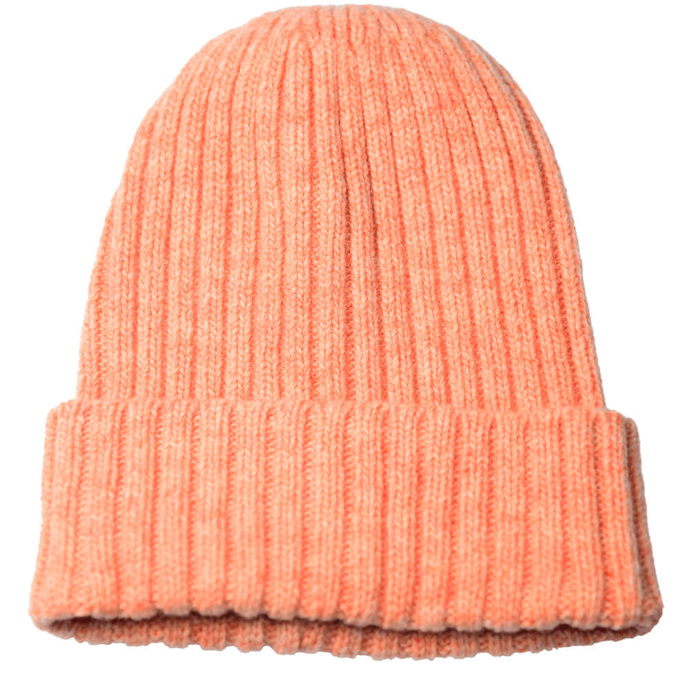 保暖美麗諾羊毛帽粉橘色